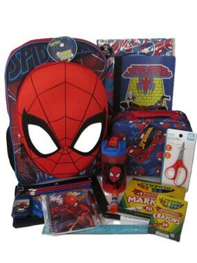 Spiderman Backpack, Lunch Bag, Water Bottle & School Supplies NEW